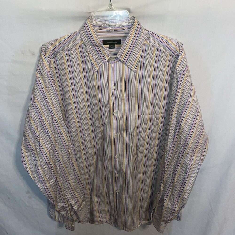 Ermenegildo Zegna Men’s Dress Shirt Size 2XL Multicolor Striped Business Formal